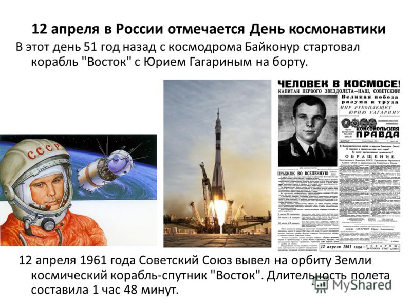Программа россия 12 апреля. 12 Апреля. 12 Апреля день космонавтики. 12 Апреля день космонавтики история. День космонавтики слайд.